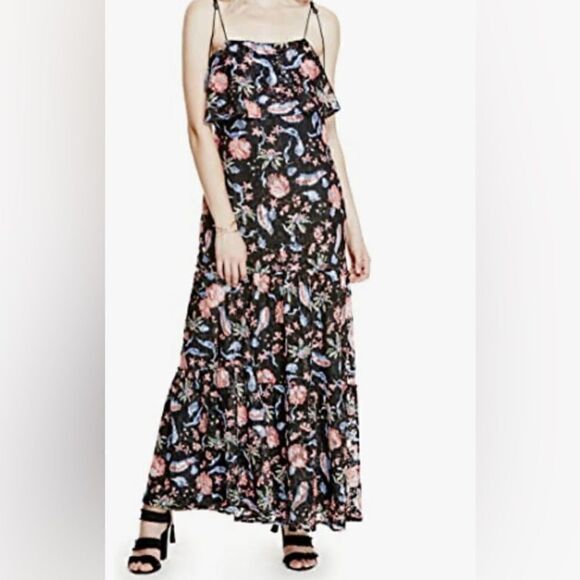 Guess black floral lace boho chic maxi dress size XS‎ - Picture 1 of 8